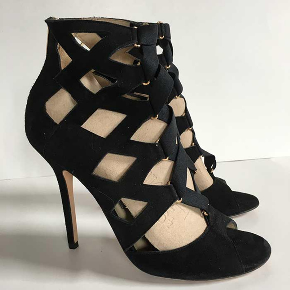 Jimmy Choo Shoes - Jimmy Choo black caged heels w back zipper 39